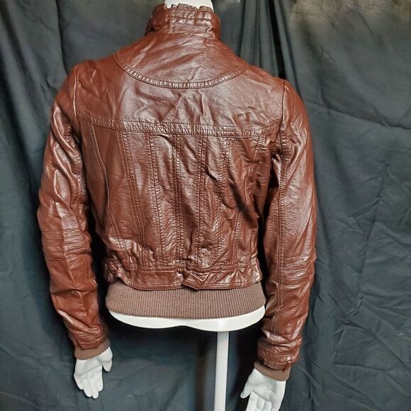 Jou Jou Brown Faux Leather Jacket (Extra‐Small) - Picture 4 of 5